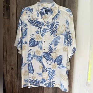 George Blue and Tan Casual Button Down Shirt